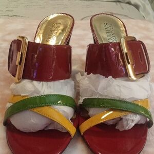 Franco Sarto Women's Red, Green, and Yellow Sandals